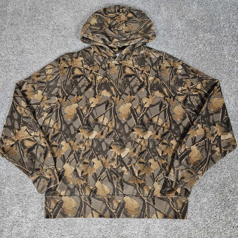 Old Navy Rotation Hoodie Men's Large Brown Leaf Forest Camo AOP Outdoors